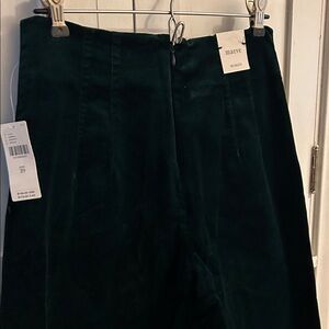 NWT Maeve Forest Green Velvet Trousers, Collette with ruffle, size 29